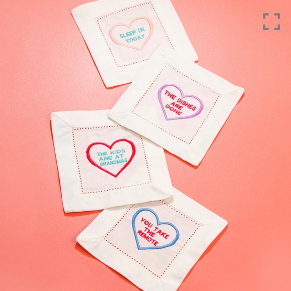 Cocktail Chuckles Embroidered Cocktail Napkins / Coasters - Set of 4 - Picture 2 of 5